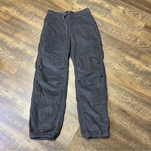 Hollister Pants Womens Small Gray Parachute Baggy Adjustable Rise Corduroy NEW